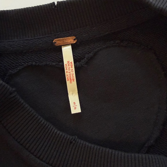 Free People Womens Small Black White Eleanor Sweatshirt - Picture 9 of 12